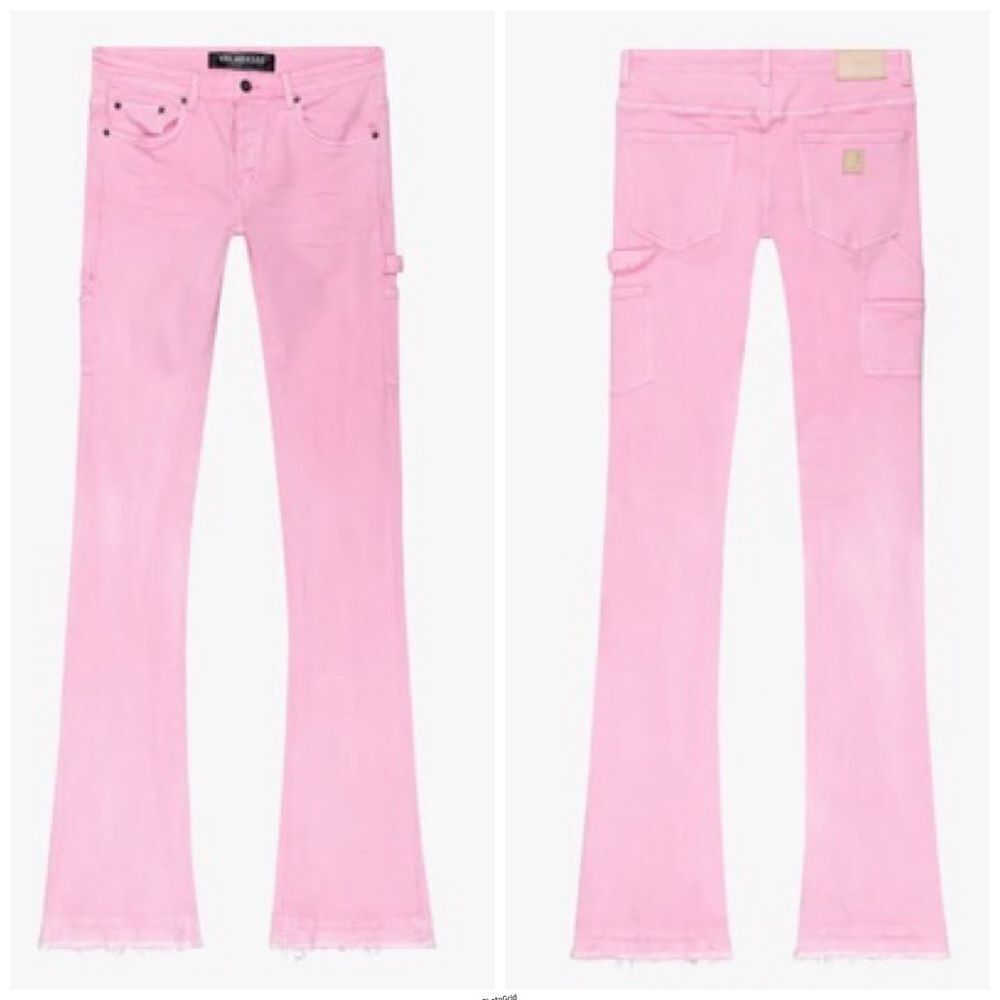 VALABASAS MR. EXTENDO PINK STACKED FLARE JEAN